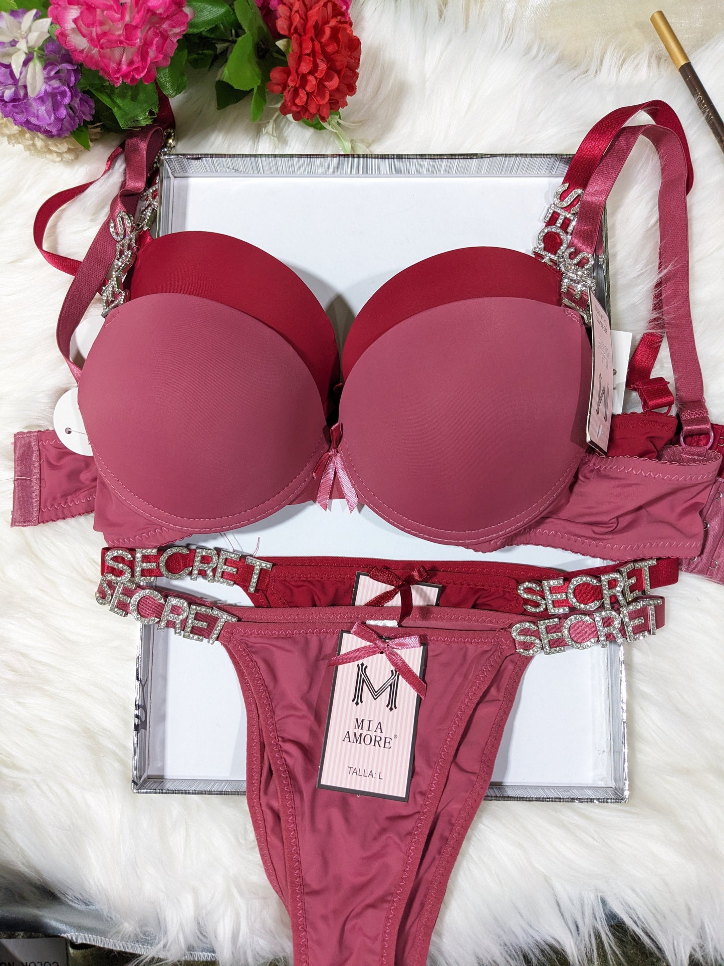 Single Padded Bra Penty Set with Fancy alphabets straps (SPBS 007)